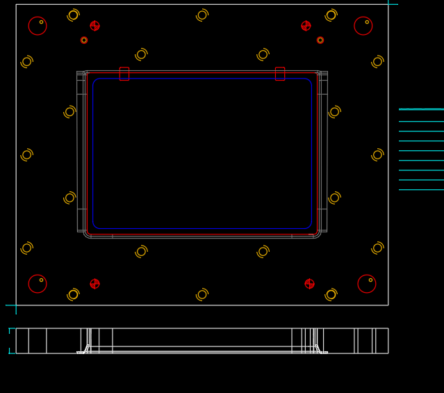 液晶屏幕铝制外壳70度成型冲压模具设计图纸