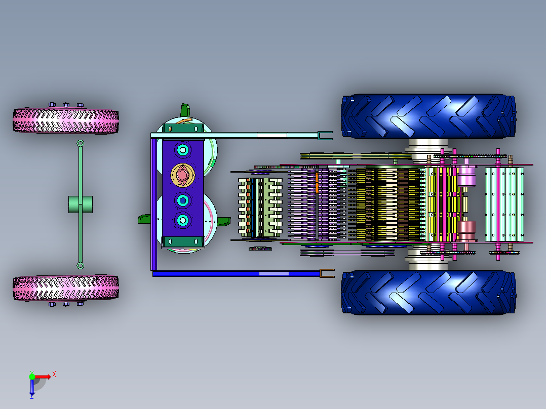 小型自走式高杆作物收割机俯视图