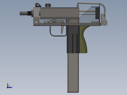 手枪左轮冲锋枪老式狙击步枪设计3D图纸crd-mac-10-inspired-smg sw左视缩略图