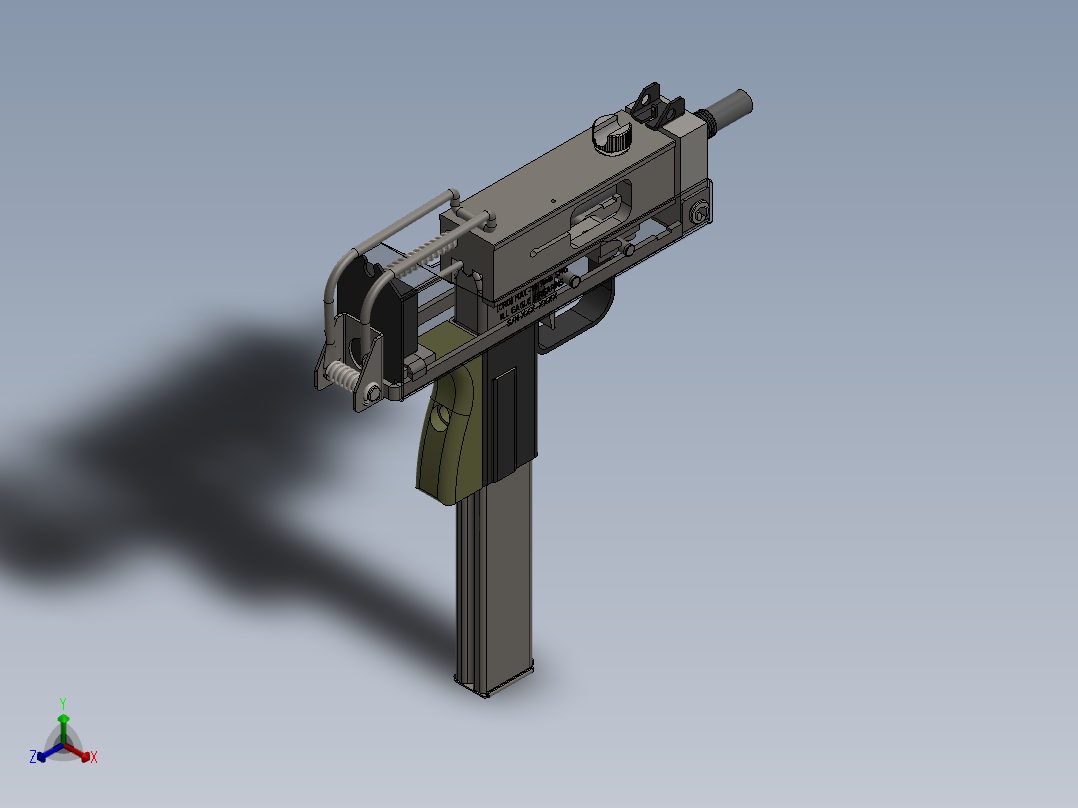 手枪左轮冲锋枪老式狙击步枪设计3D图纸crd-mac-10-inspired-smg sw正等轴测图