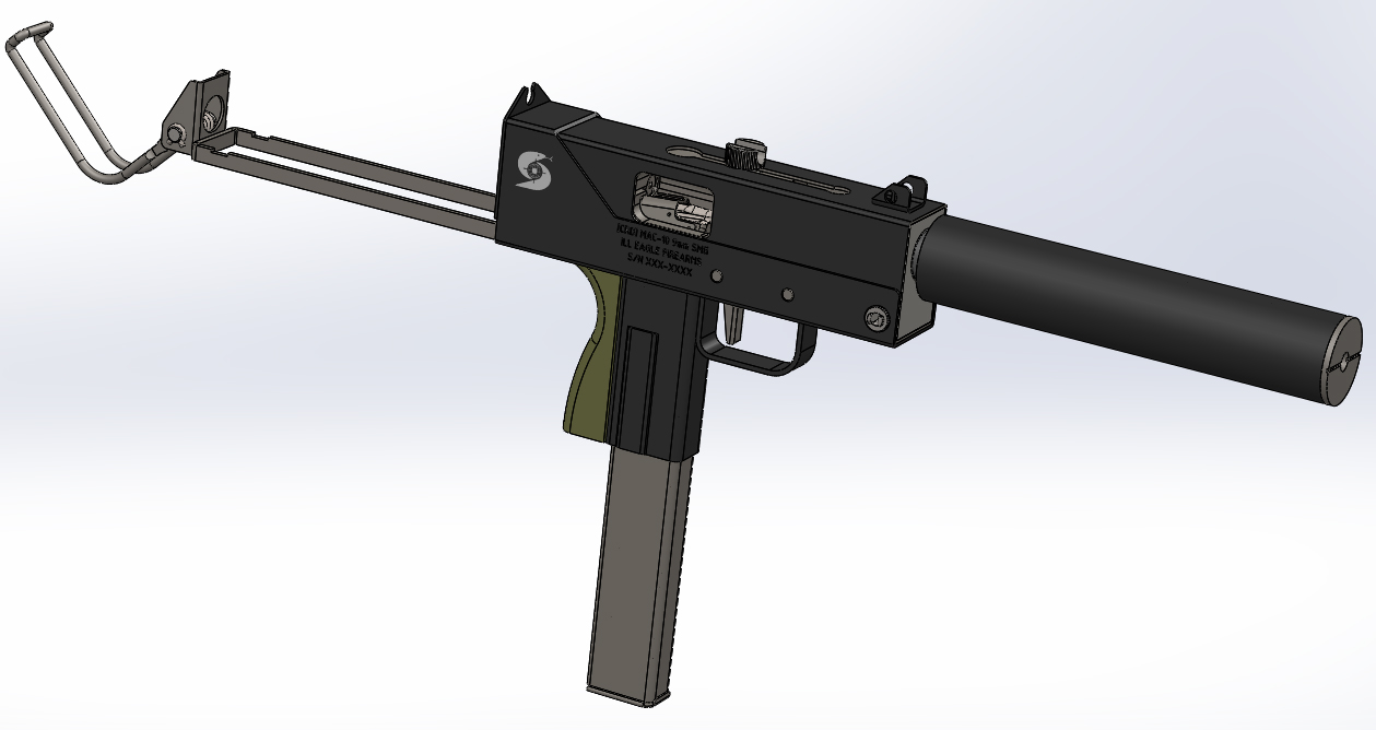 手枪左轮冲锋枪老式狙击步枪设计3D图纸crd-mac-10-inspired-smg sw