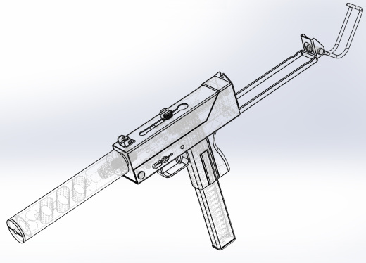 手枪左轮冲锋枪老式狙击步枪设计3D图纸crd-mac-10-inspired-smg sw缩略图