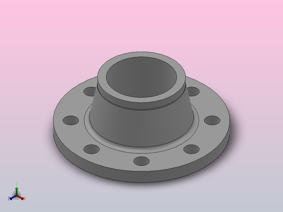 凸面整体钢制管法兰_法兰 DN80-PN10 M 1正等轴测图