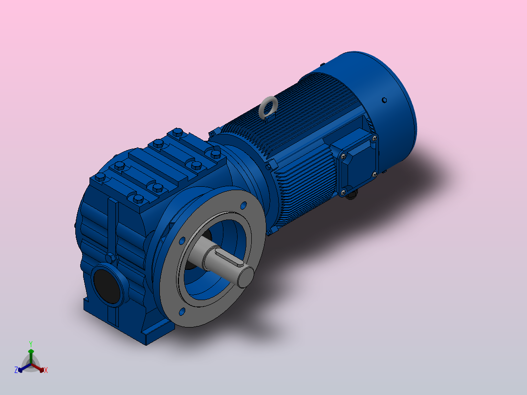 SF47法兰轴伸式安装斜齿-蜗轮蜗杆减速机SF47-Y0.18-4P-60.65-M1-0°-A正等轴测图
