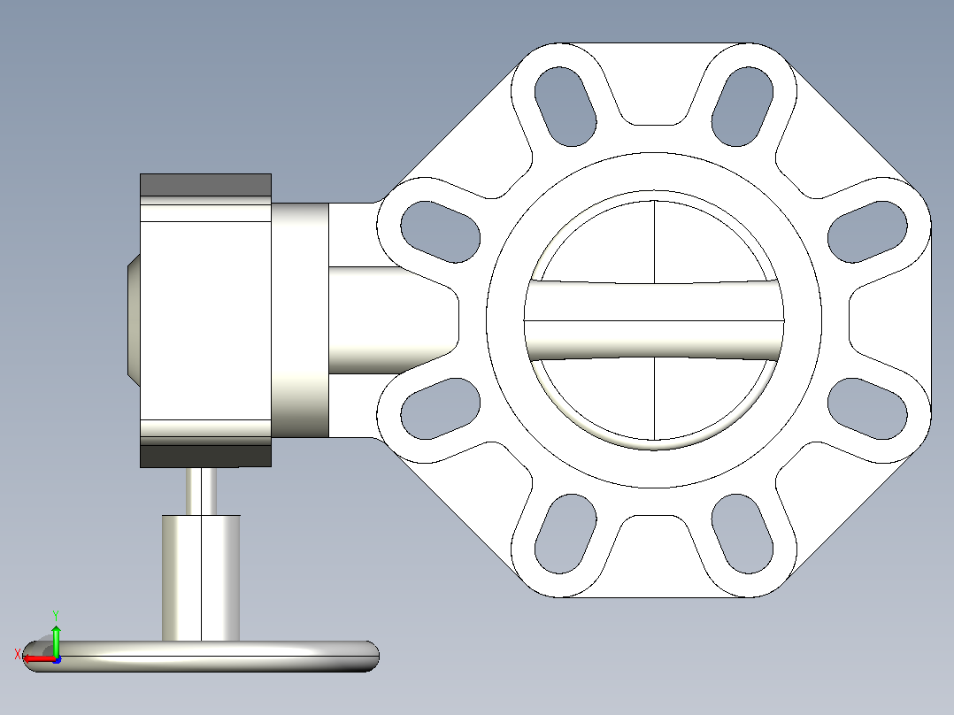8FKOFRM LUG ISO-DIN 变速箱操作蝶阀，凸耳iso-din版本后视图