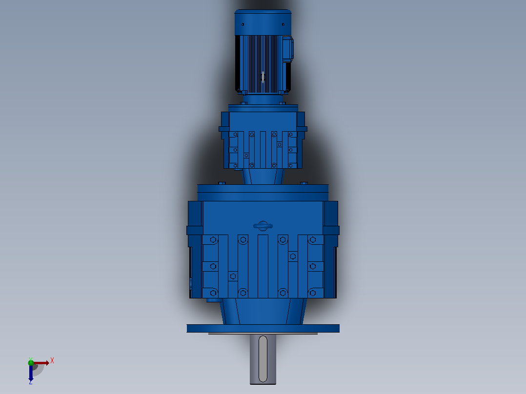 RF97R57法兰轴伸式组合型斜齿轮减速机RF97R57-Y0.18-4P-63-M1-0°-Φ350俯视图