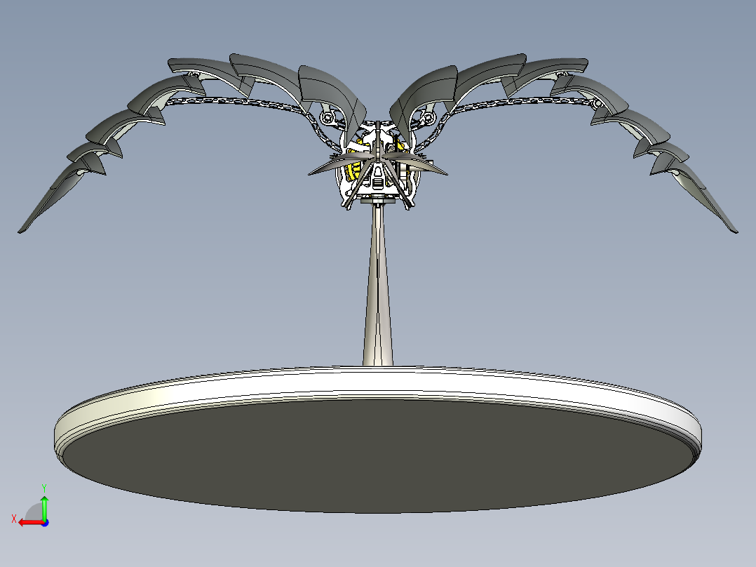 仿生鸟扑翼结构摆件3D图纸 STEP格式(1)后视图