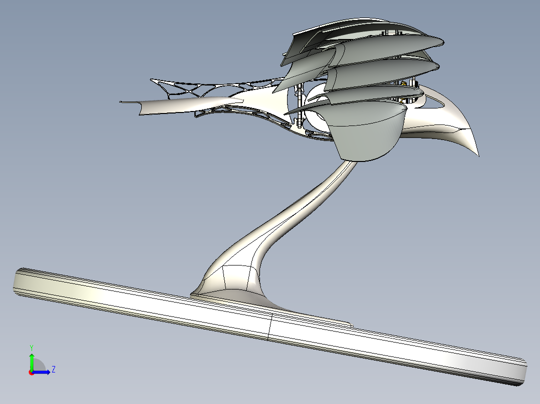 仿生鸟扑翼结构摆件3D图纸 STEP格式(1)左视图
