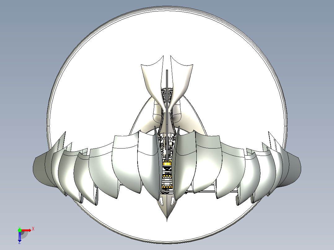 仿生鸟扑翼结构摆件3D图纸 STEP格式(1)俯视图