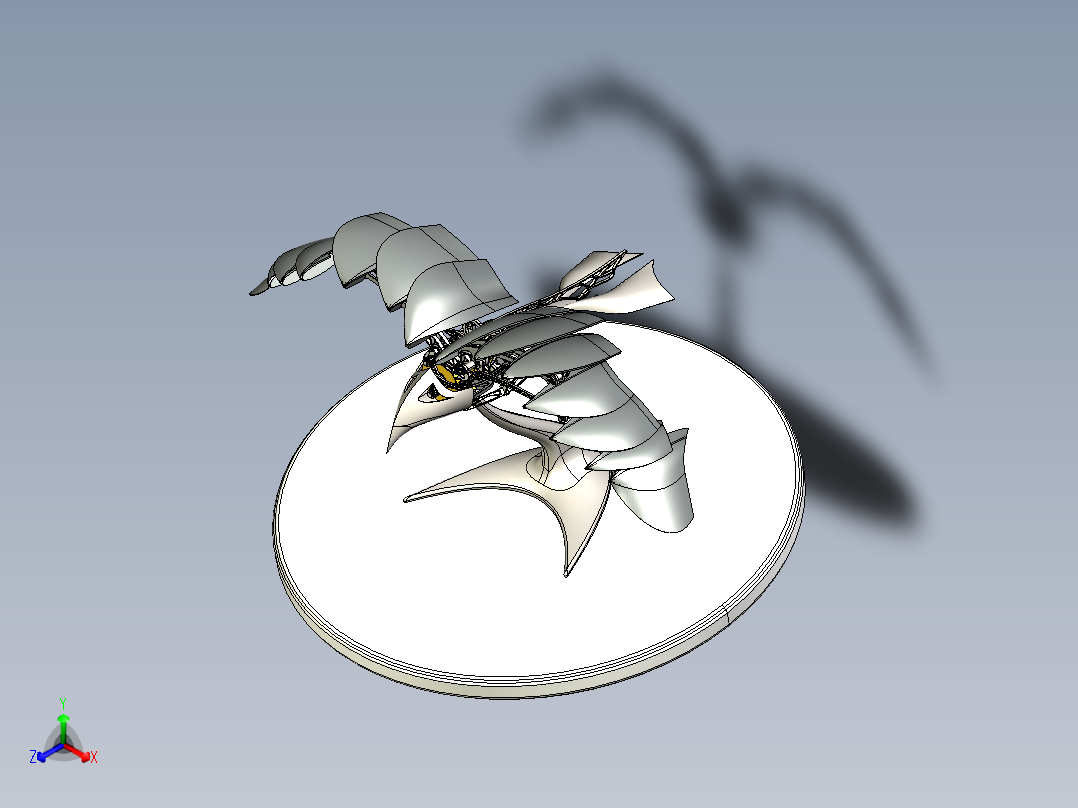 仿生鸟扑翼结构摆件3D图纸 STEP格式(1)正等轴测图