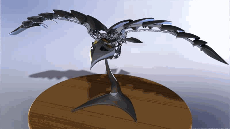 仿生鸟扑翼结构摆件3D图纸 STEP格式(1)