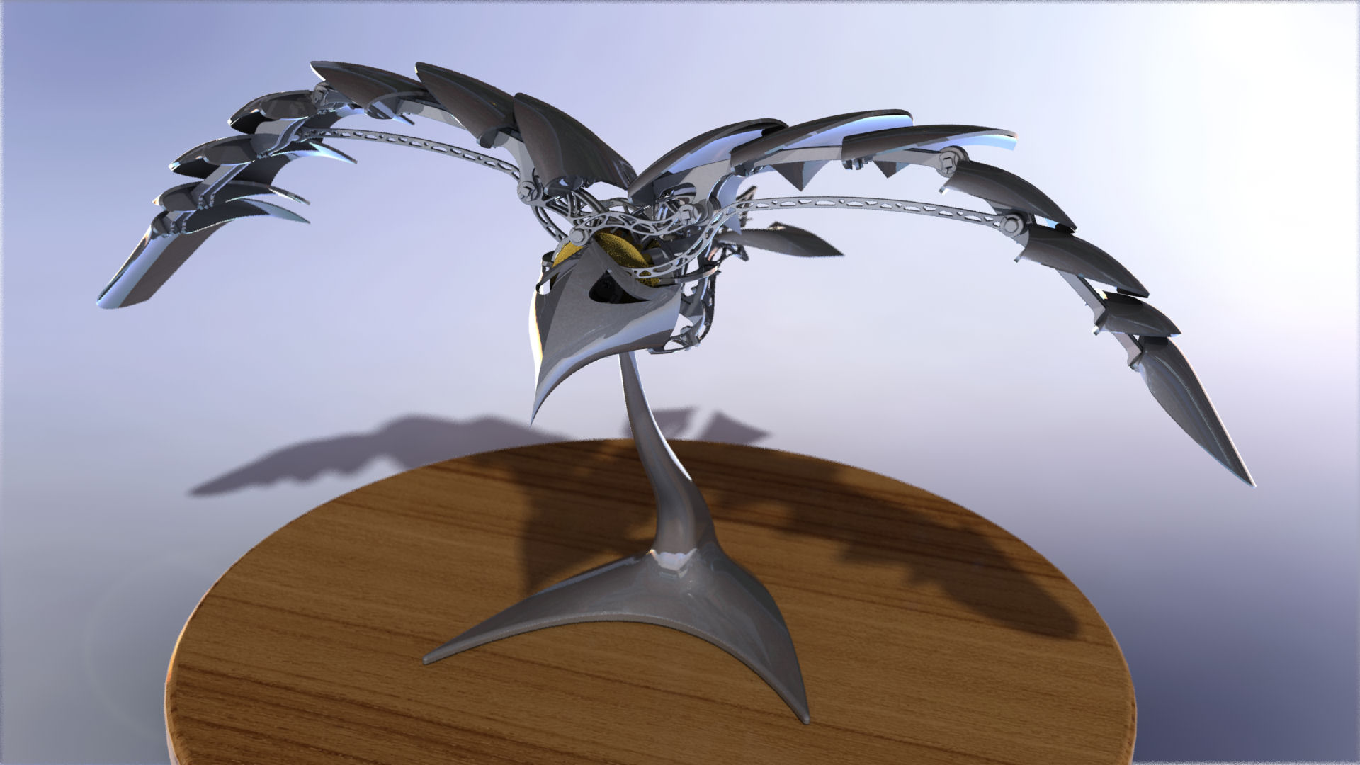 仿生鸟扑翼结构摆件3D图纸 STEP格式(1)