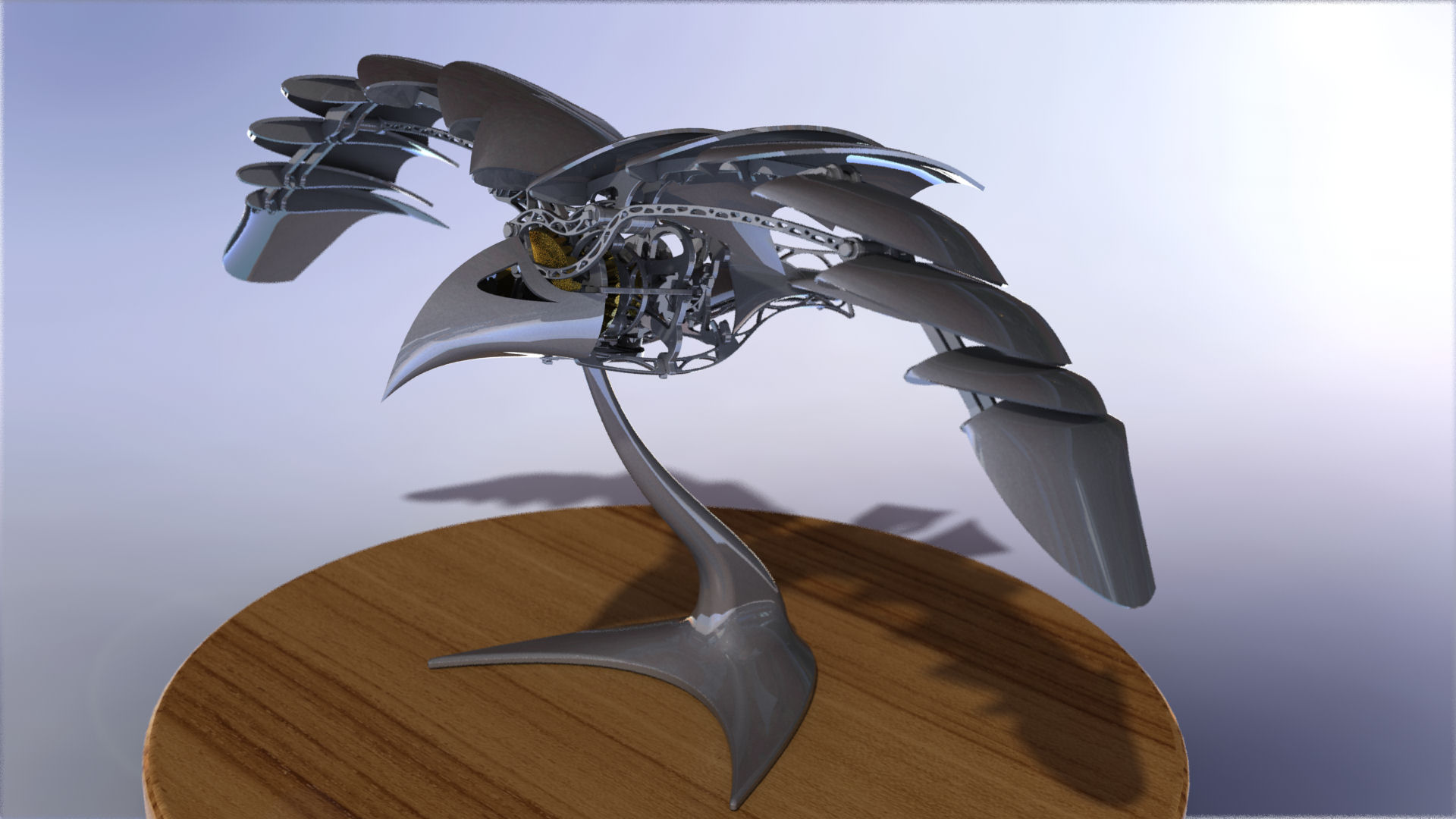 仿生鸟扑翼结构摆件3D图纸 STEP格式(1)