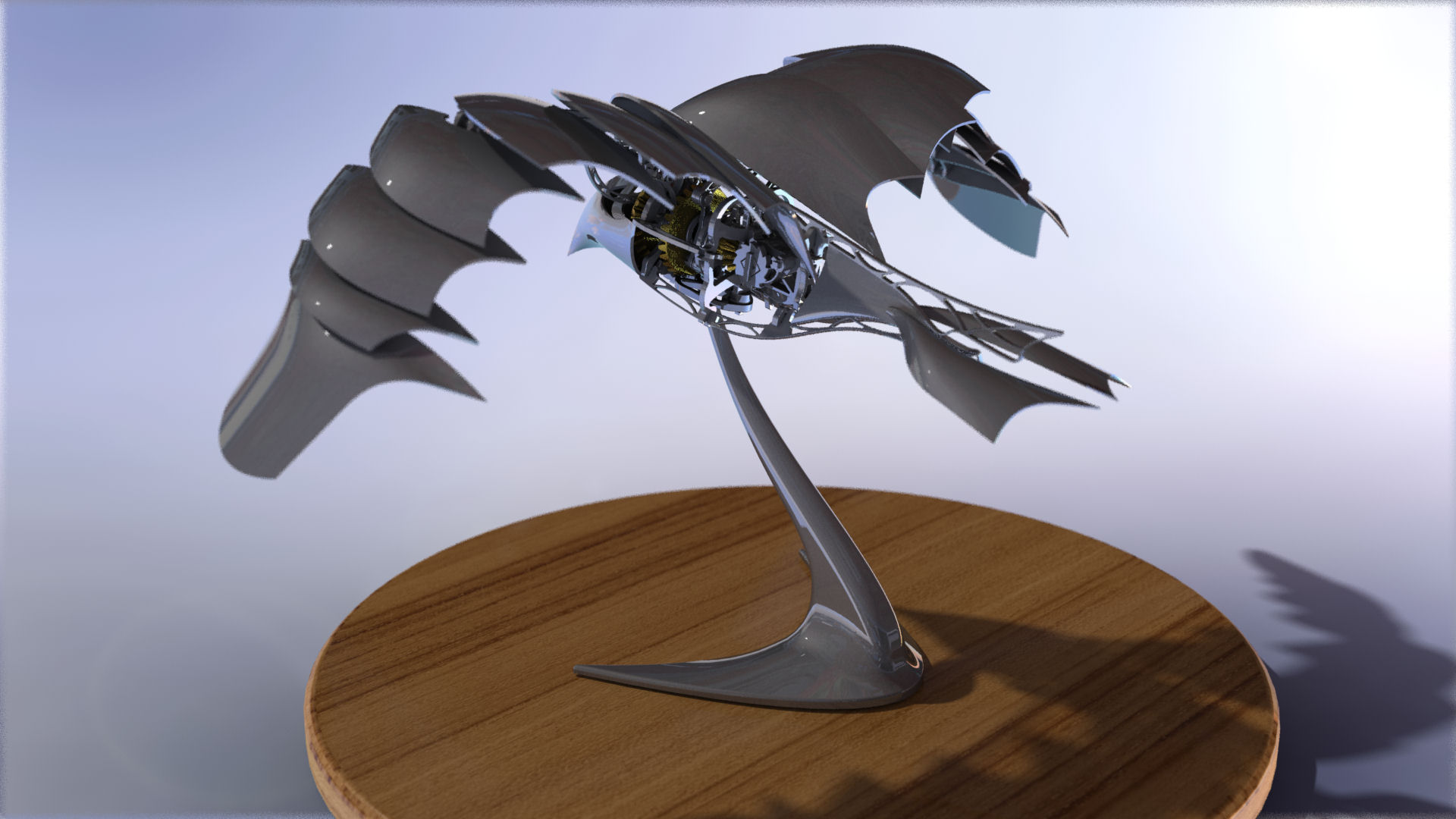 仿生鸟扑翼结构摆件3D图纸 STEP格式(1)