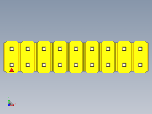 彩色公头100mil（2.54mm）系列-DS1021_yellow_2x09p_100mil_Type1_rev1.0前视缩略图