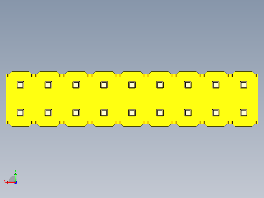 彩色公头100mil（2.54mm）系列-DS1021_yellow_2x09p_100mil_Type1_rev1.0后视图