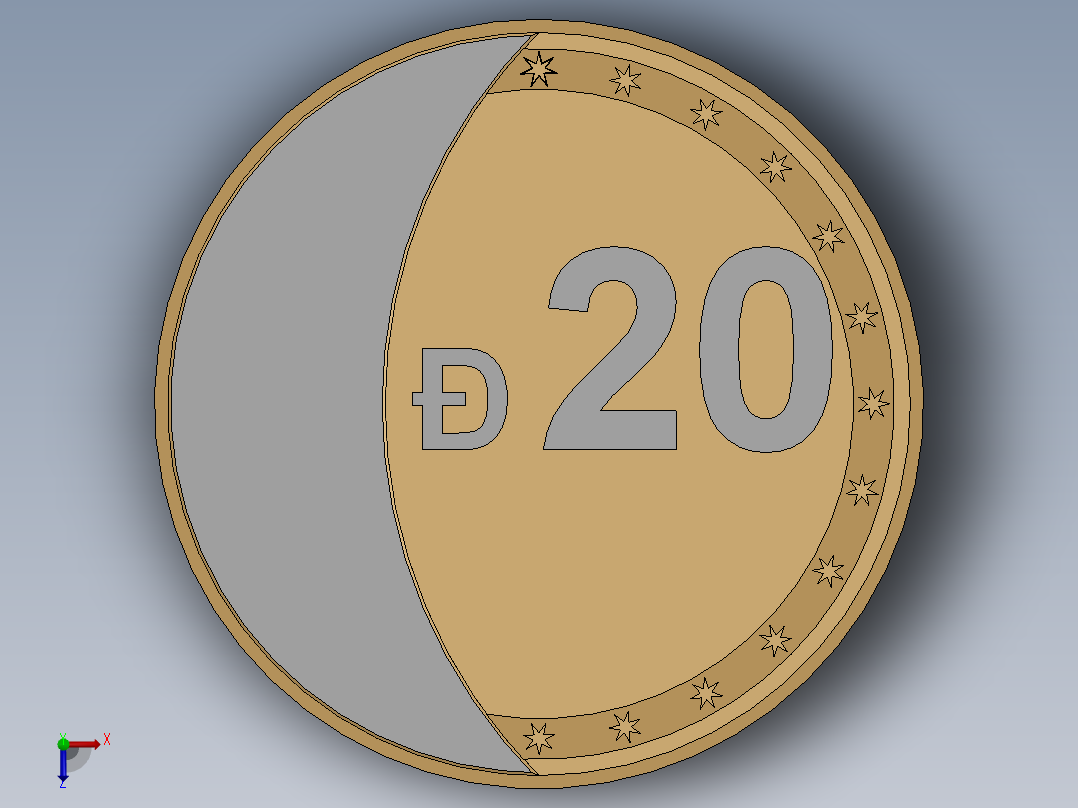 20分硬币俯视图