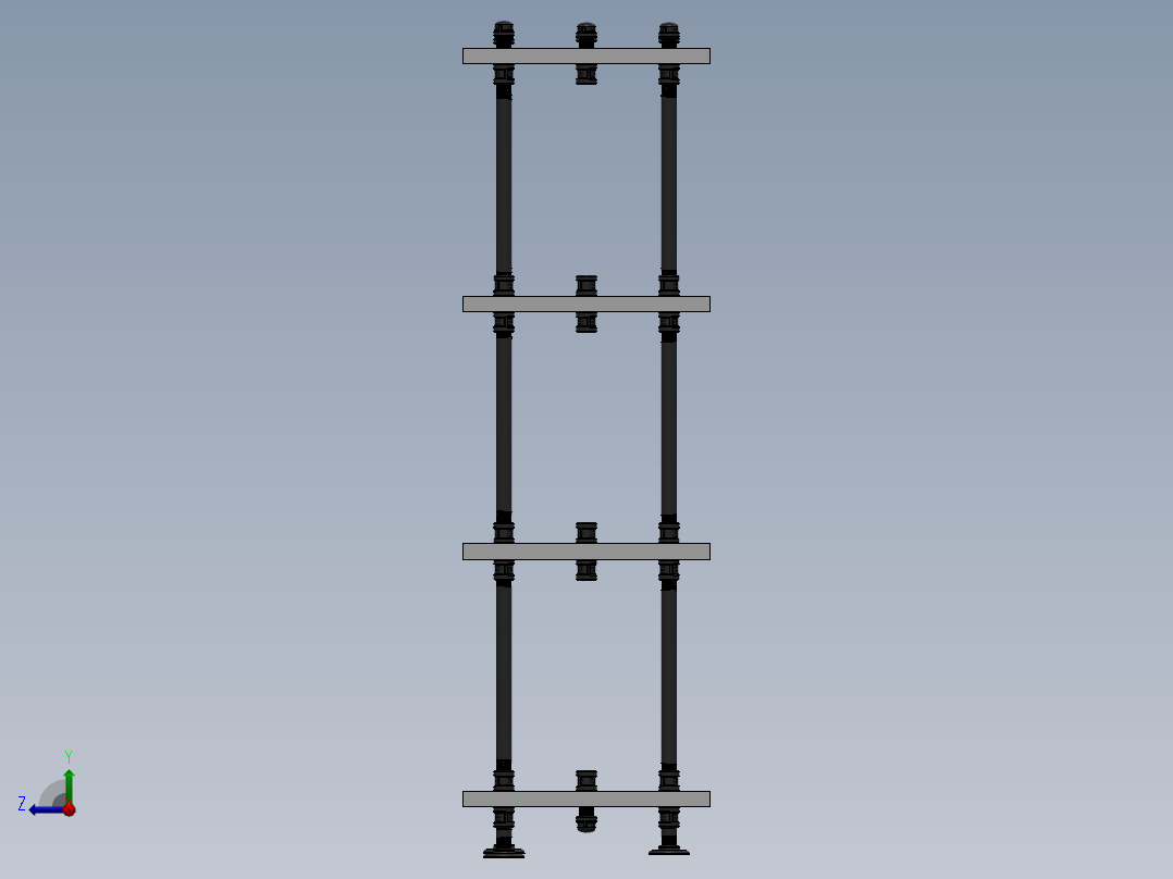 工业管道架右视图