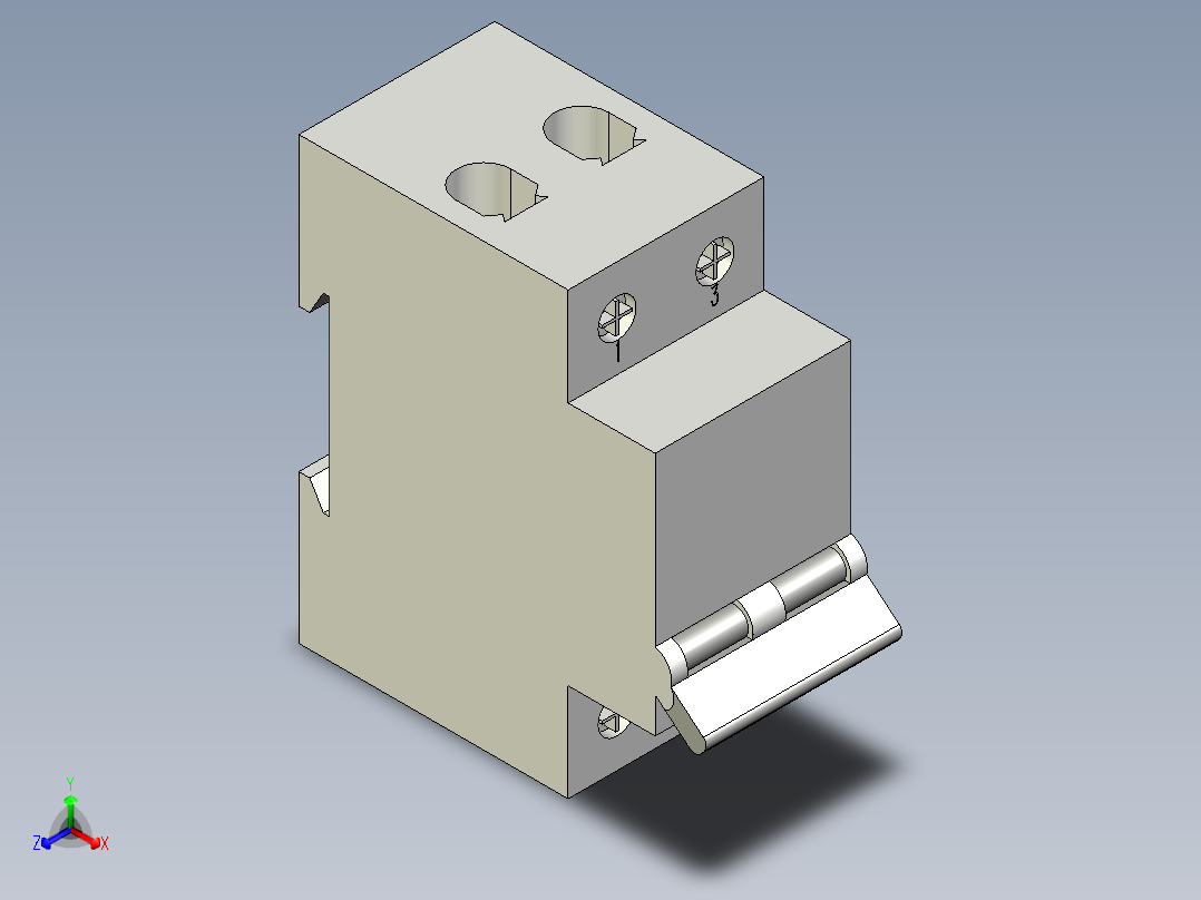 施耐德C65N 2P正等轴测图