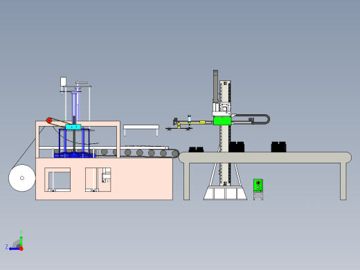 吸塑件自动堆叠机3D模型图纸 SOLIDWORKS设计右视缩略图