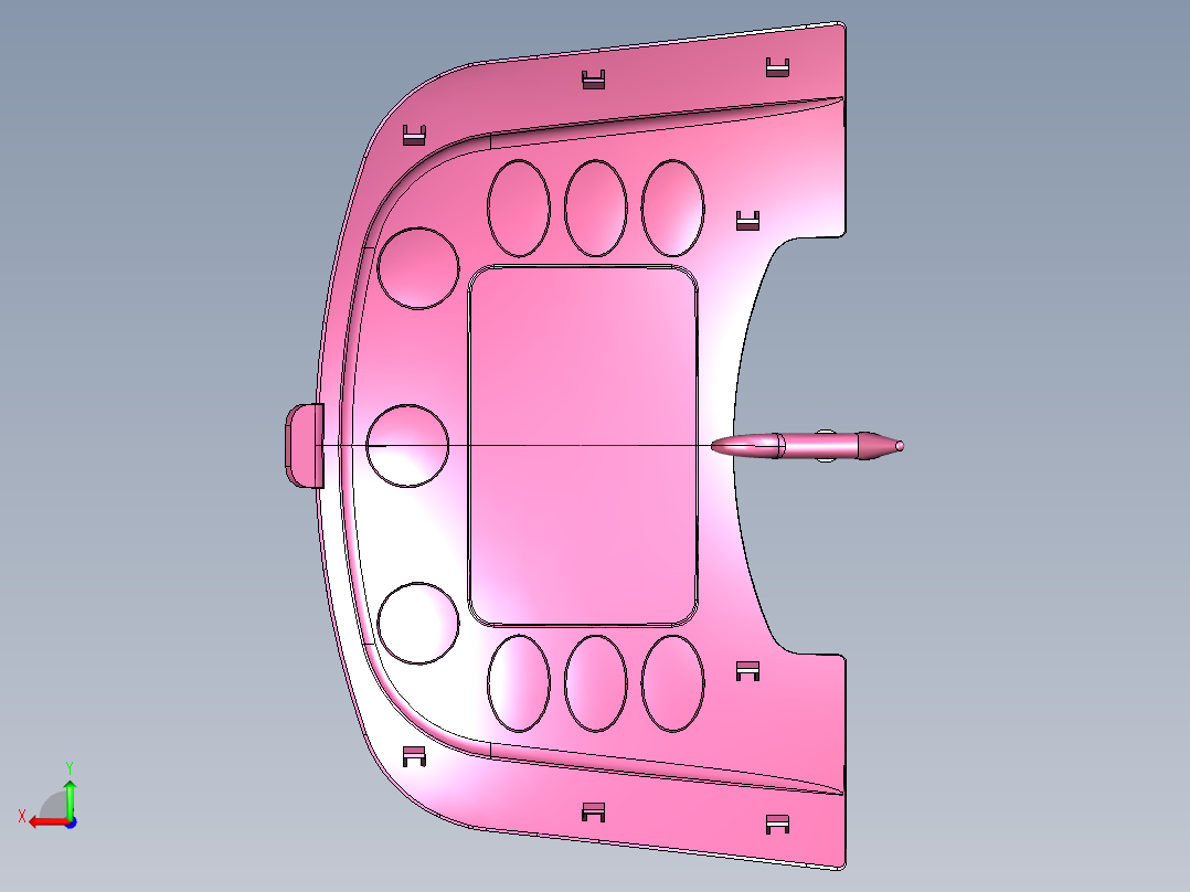 儿童玩具车引擎盖注塑模具设计后视图