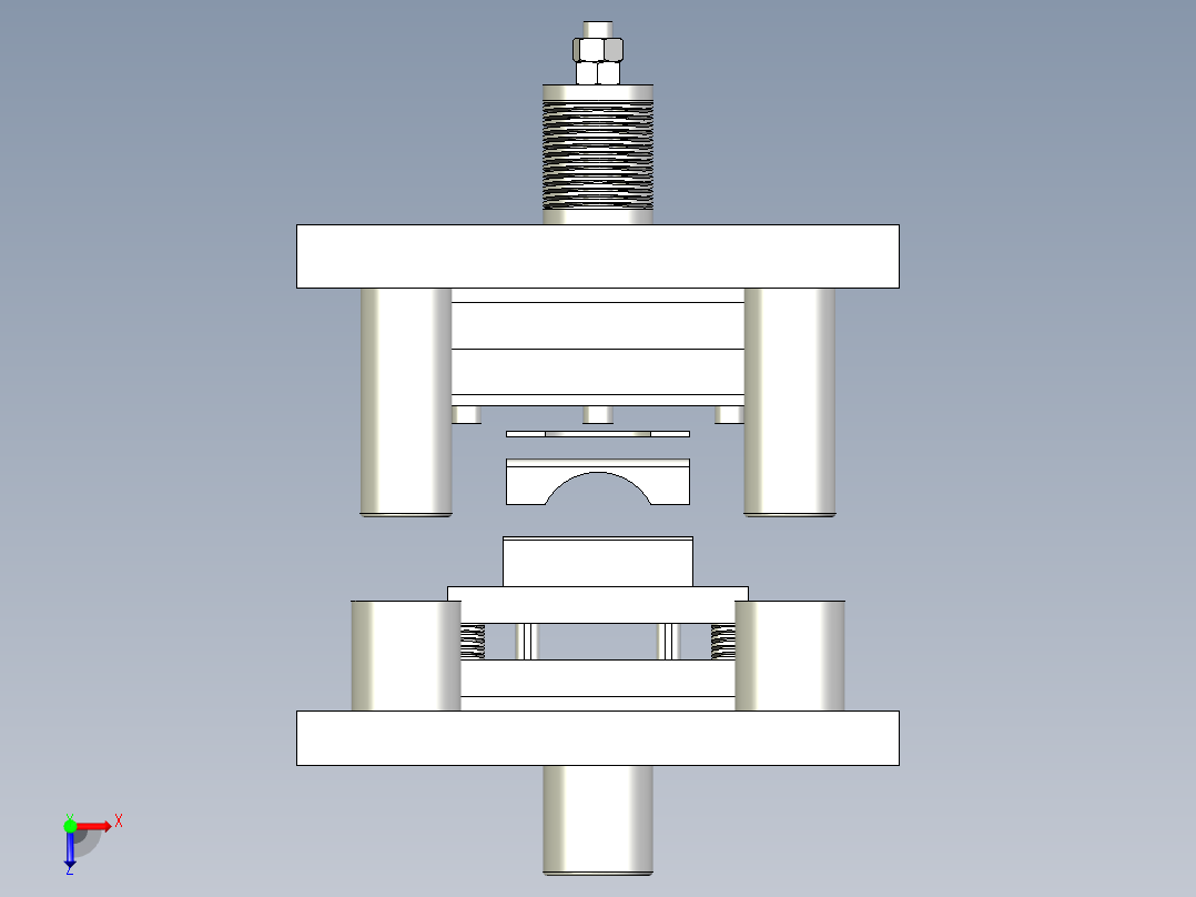 加固支架弯曲冲孔复合模俯视图