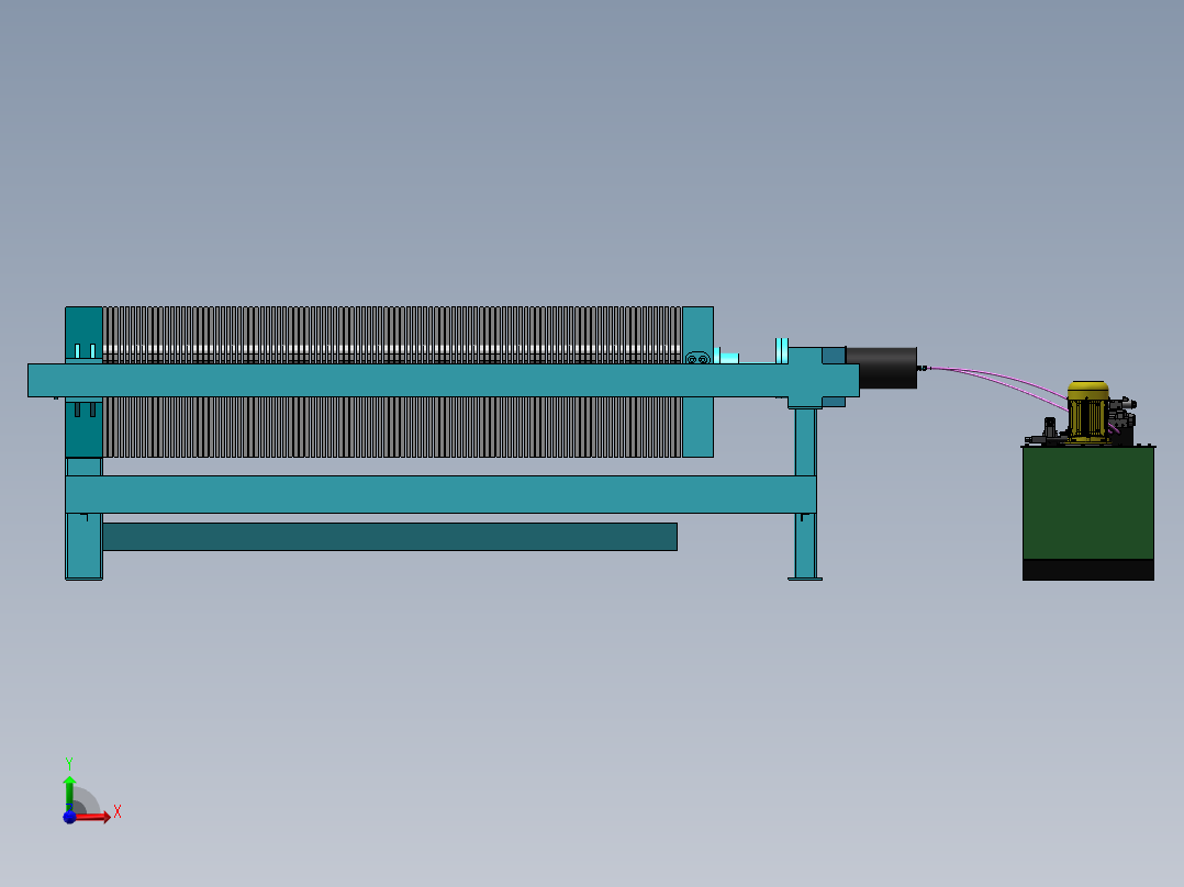 液压板框压滤机带液压站前视图