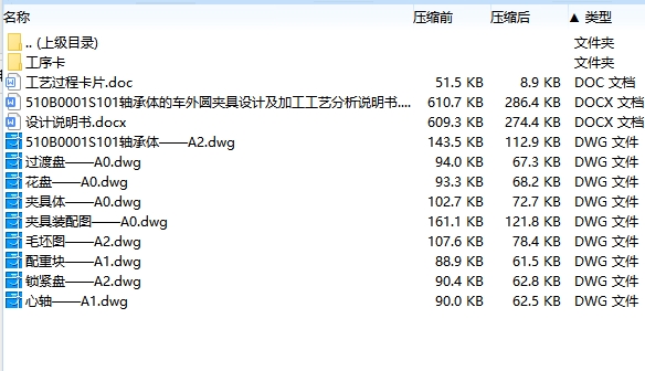 510B0001S101轴承体的车外圆夹具设计及加工工艺分析含非标9张CAD图