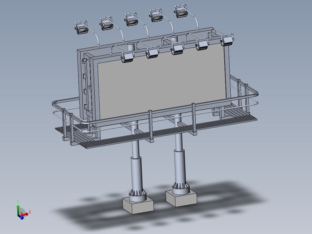 billboard大型广告牌支架3D数模图纸 Solidworks设计