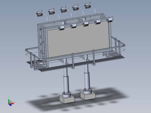 billboard大型广告牌支架3D数模图纸 Solidworks设计