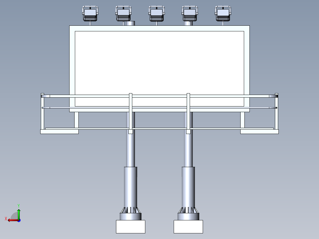 billboard大型广告牌支架3D数模图纸 Solidworks设计后视图