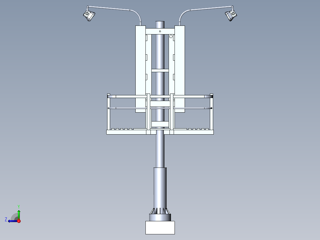 billboard大型广告牌支架3D数模图纸 Solidworks设计右视图