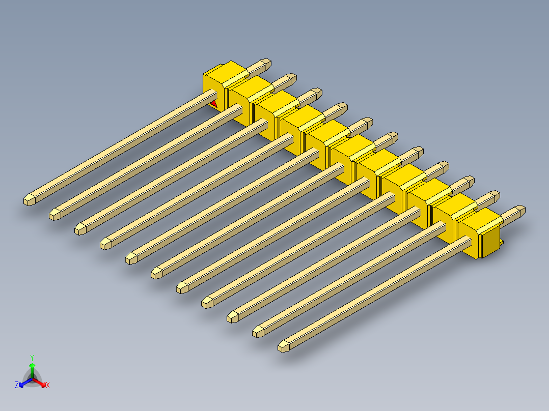 彩色公头100mil（2.54mm）系列-DS1021_yellow_1x11p_100mil_Type19_rev1.0主视图