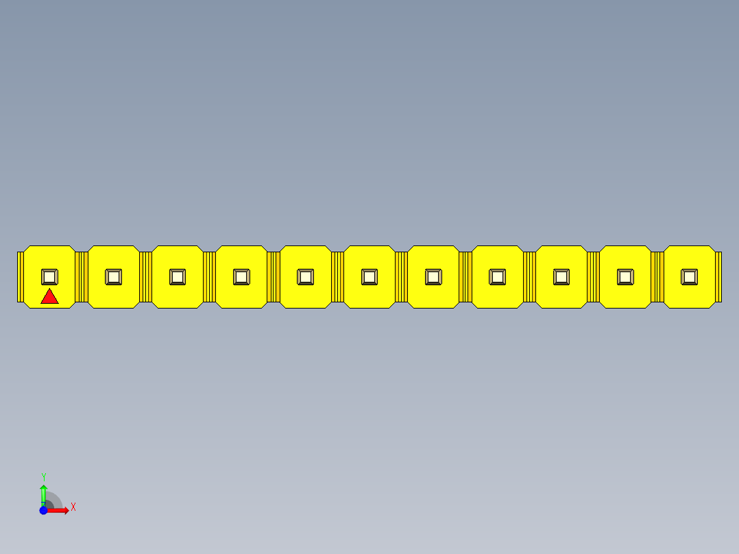 彩色公头100mil（2.54mm）系列-DS1021_yellow_1x11p_100mil_Type19_rev1.0前视图
