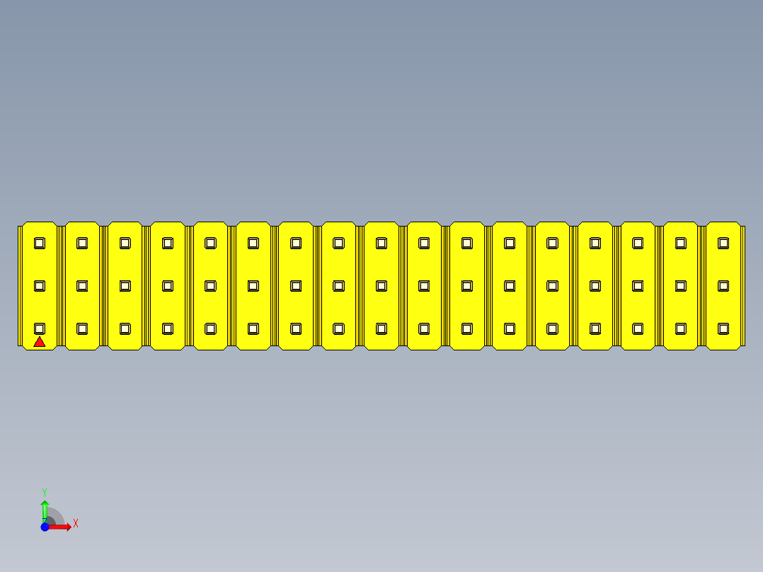 彩色公头100mil（2.54mm）系列-DS1021_yellow_3x17p_100mil_Type19_rev1.0前视图