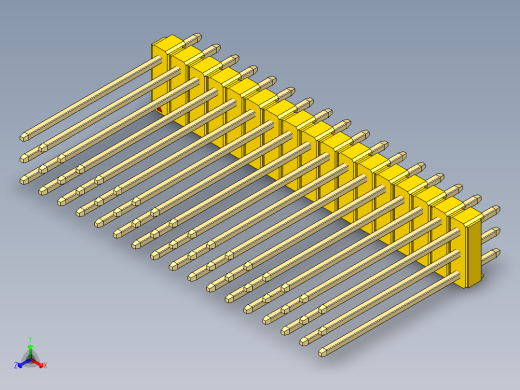 彩色公头100mil（2.54mm）系列-DS1021_yellow_3x17p_100mil_Type19_rev1.0正等轴测缩略图