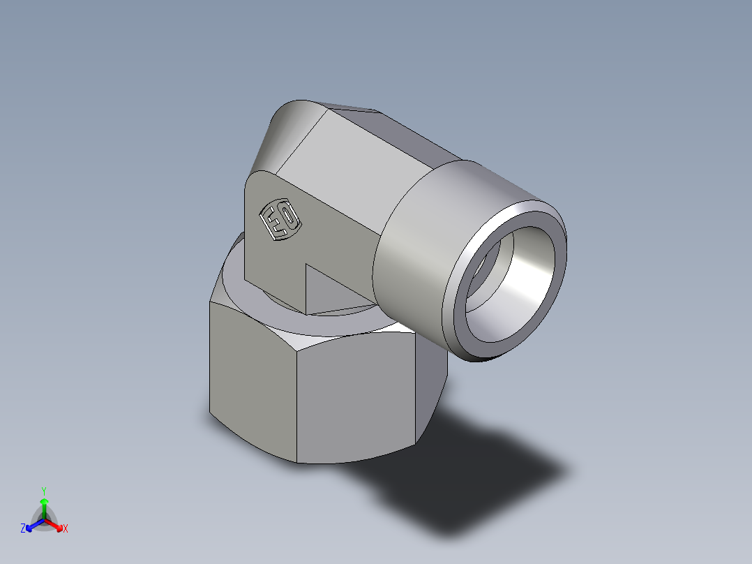 卡套式工业通用硬管接头EO_Swivel_nut_elbow_EW12SOMD71主视图