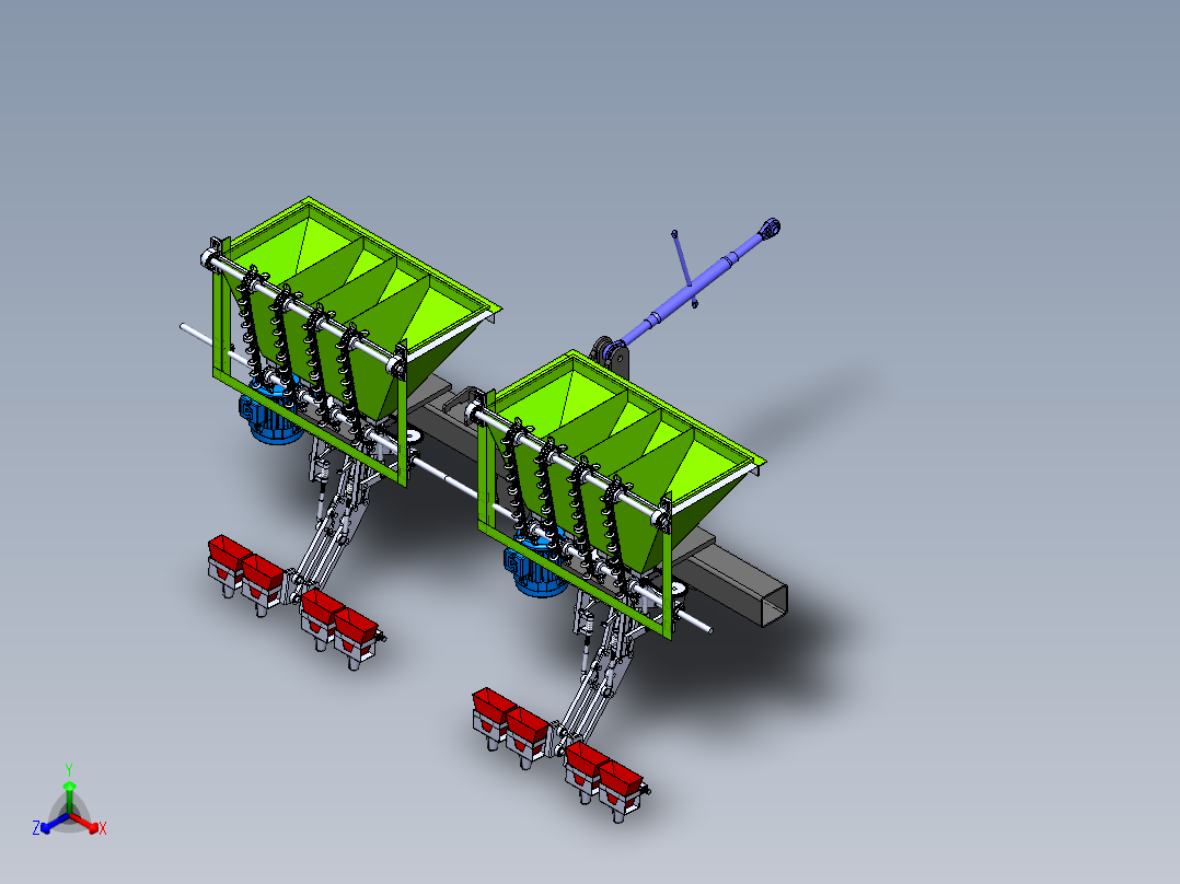 大蒜播种机正等轴测图