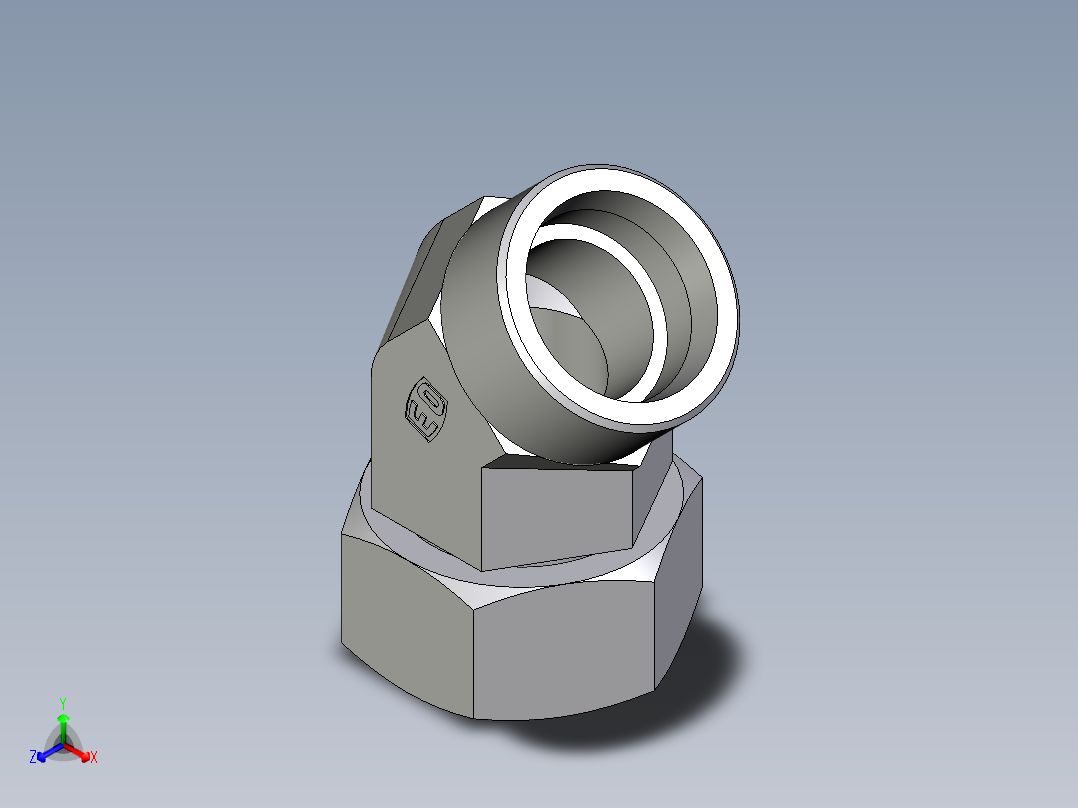 卡套式工业通用硬管接头EO_Swivel_nut_45_deg_elbow_EV38SOMDCF主视图