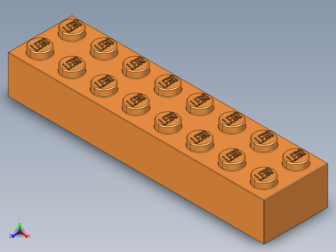 乐高套装 4421基本积木-4118826 - 3007 Bright Orange Brick 2 x 8.STEP正等轴测图