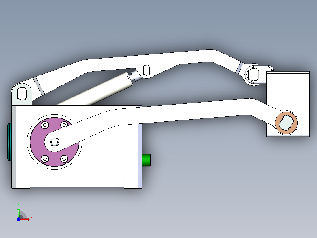 一款气弹簧辅助平行四连杆提升机构前视图