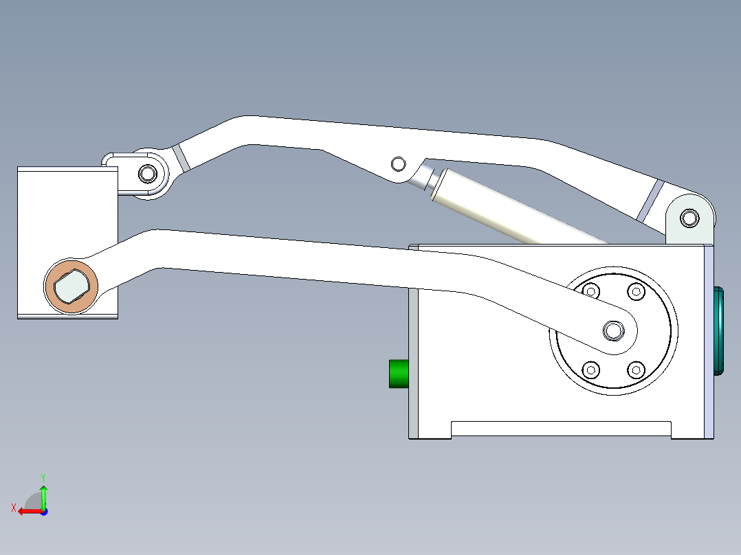 一款气弹簧辅助平行四连杆提升机构后视图