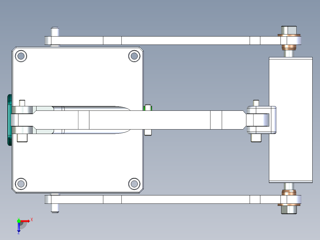一款气弹簧辅助平行四连杆提升机构俯视图