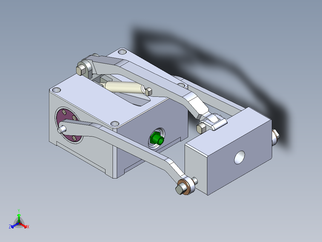 一款气弹簧辅助平行四连杆提升机构正等轴测图