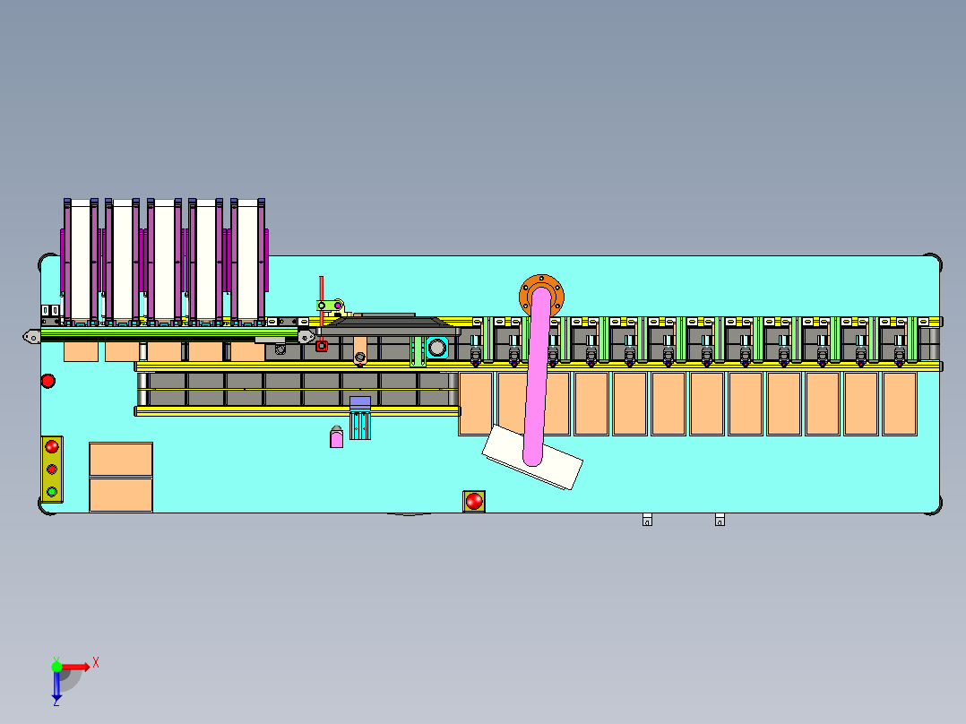 纸袋分页包装一体机（纸袋包装类产品分拣包装一体设备）俯视图