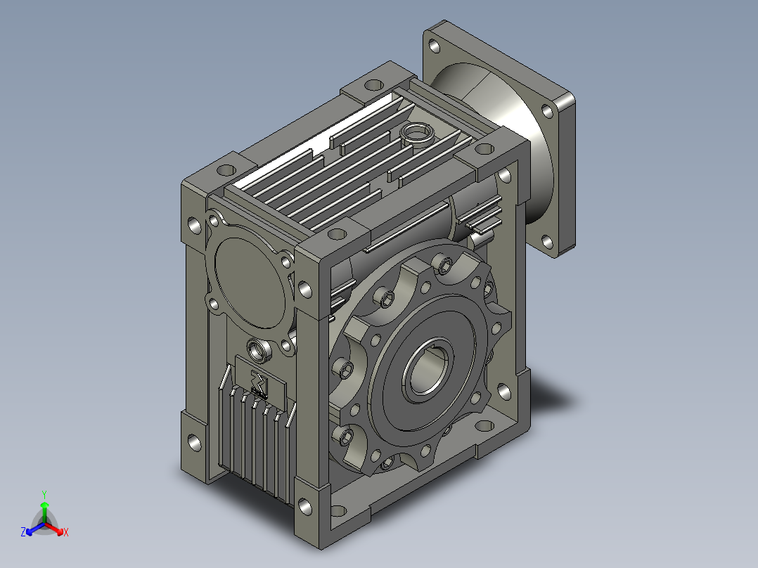 RV75蜗杆减速机+方法兰NMRV075-110正等轴测图