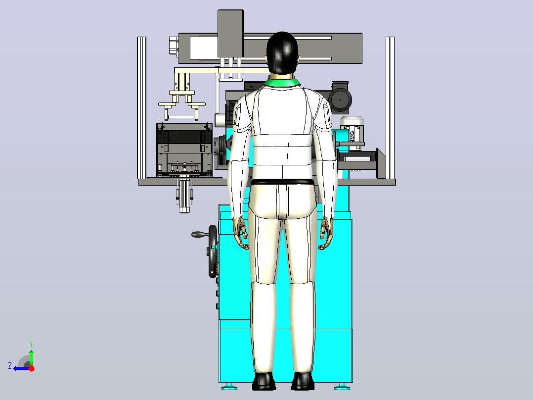 磨床自动上下料机3D图纸设备模型右视图