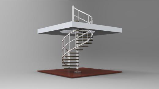 有镀铬扶手的螺旋楼梯缩略图
