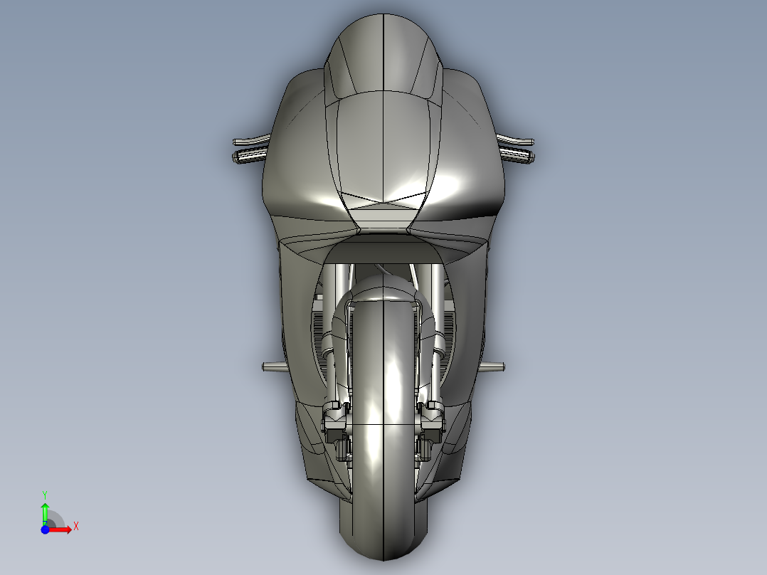 Yamaha YZF-M1摩托车造型3D图纸 STEP格式前视图