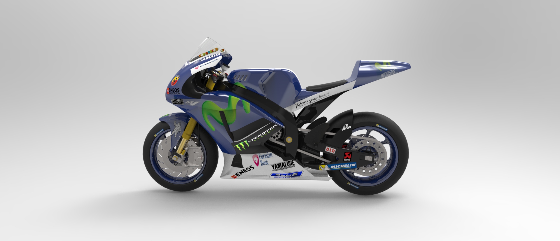 Yamaha YZF-M1摩托车造型3D图纸 STEP格式